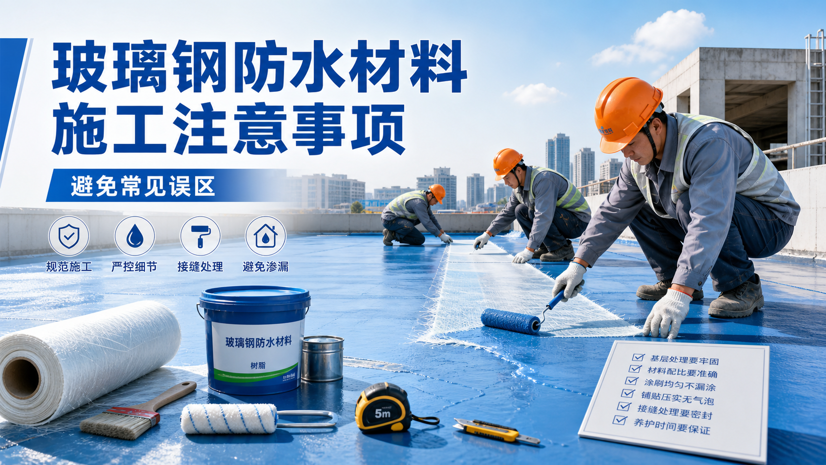 玻璃钢防水材料施工注意事项,避免常见误区 淄博 版